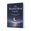 Minimalist Restful Sleep Guide digital book cover mockup on a white background